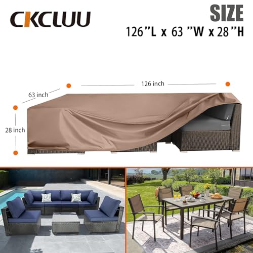 CKCLUU Patio Furniture Set Cover Waterproof Outdoor Furniture Covers Heavy Duty Outdoor Sectional Sofa Set Cover Dining Table and Chairs Set Covers Water Resistant Large 126" L x 63" W x 28" H
