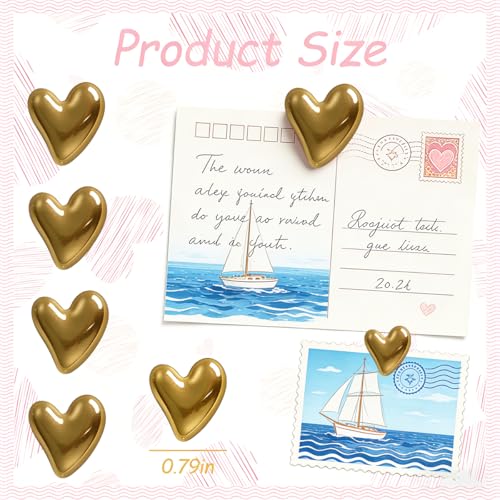 Set de 28 imanes decorativos en forma de corazón dorado miniatura 4