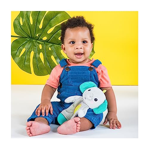 Bright Starts Snuggle & Teethe Plush Teething Baby Toy - Elephant, Crinkle Fabric, Ages 0 Months + #TOP5