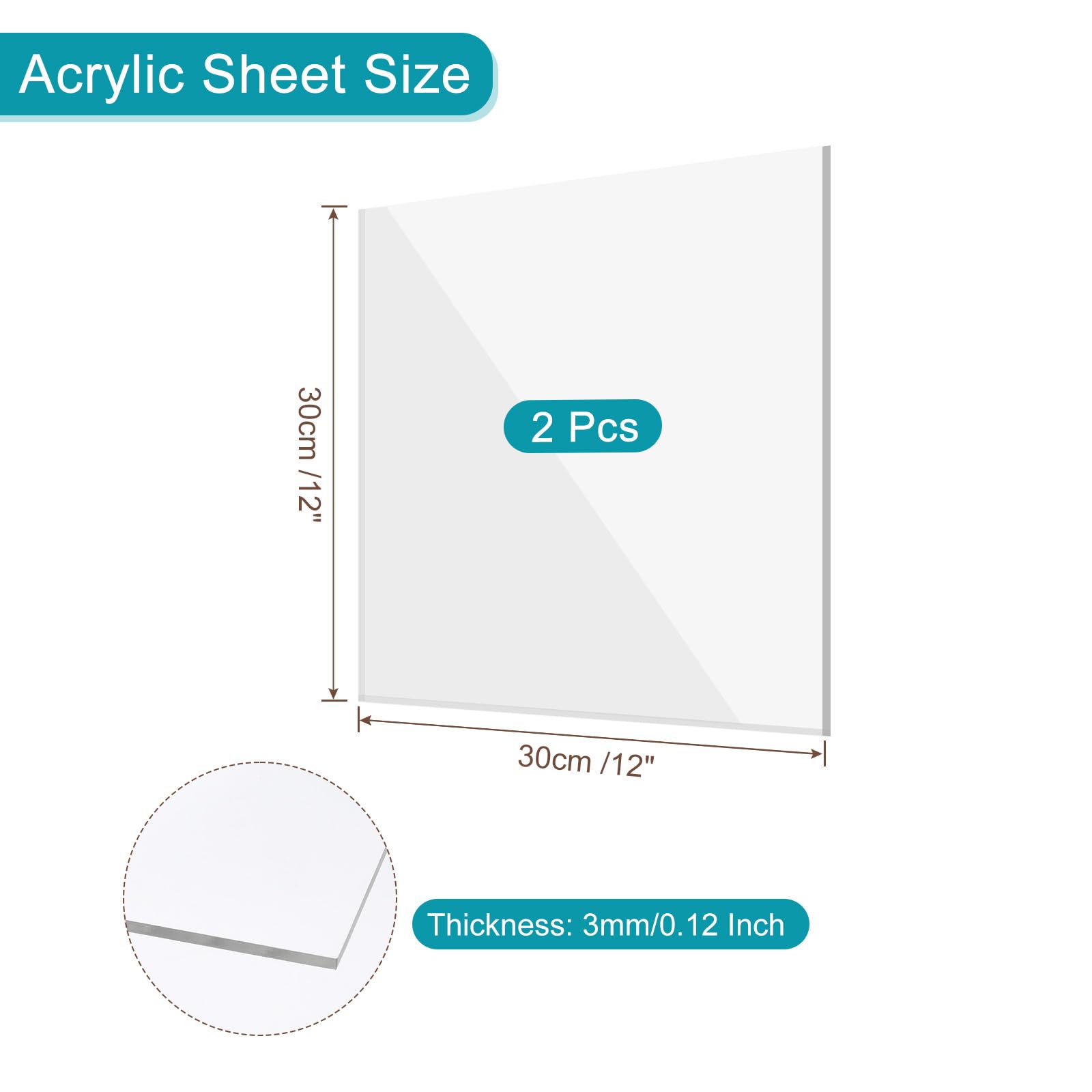 Amazon | uxcell アクリル板 30 cm x 30 cm PMMA 透明クリスタル