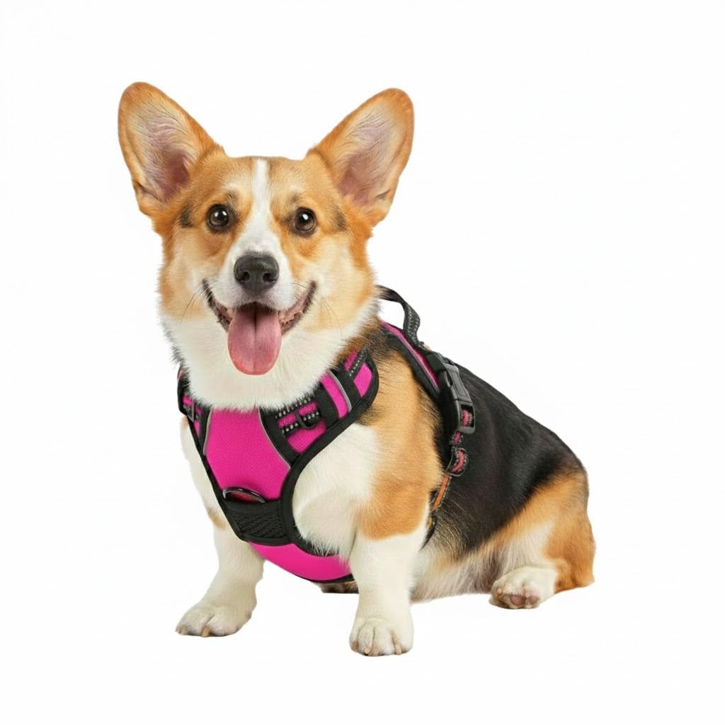 Gavpepy No Pull Dog Harness, Reflective Comfortable Vest Harness with Front & Back Easy Control Handle Adjustable Soft Padded Pet Vest for Small to