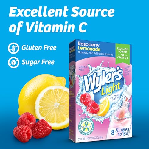 Image of Wyler's Light Singles To Go Water Drink Mix, Raspberry Lemonade, 96 Packets