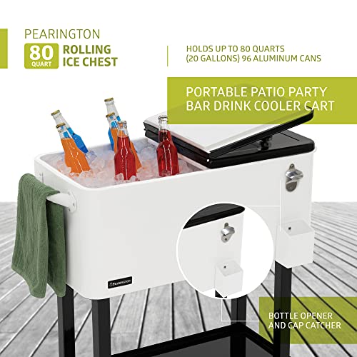 Pearington Pear-80Qt-90965 Cart Outdoor Cooler Bin, White #TOP1