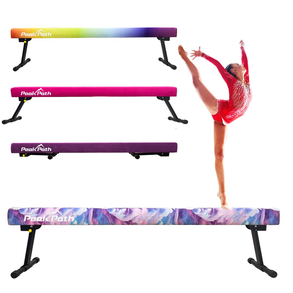 8FT Adjustable&Foldable Gymnastics Balance Beam,Home Gym Equipment,Easy Assembling and Storage,No Tool Require,for Kids Children Girls Training
