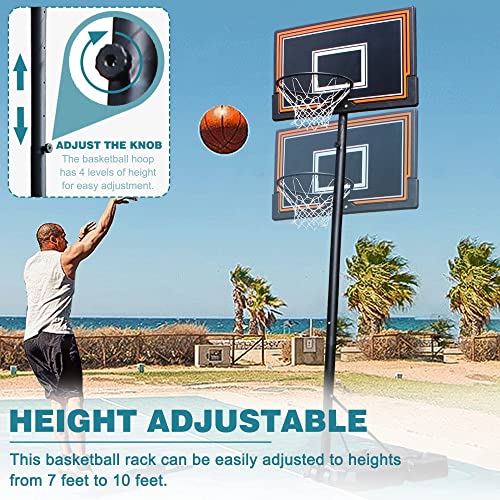Paylesshere 44In Portable Basketball Hoop Basketball Goal Height Adjustable 7-10Ft Basketball System Stand With Blackboard & Wheels Basketball Hoop Outdoor Indoor For Kids Youth Adults #TOP4