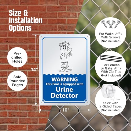 Cartel metálico SmartSign 14x10 pulgadas para piscina miniatura 3