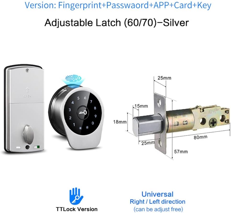 Entry Door Lock Touch Access Code Card Mechanical Key App Remote Control Auto Lock Security for Home and Hotel(OneColor)