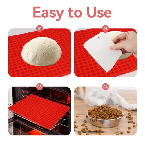 2 Stück Backmatte Hundekekse, Hundebackmatten Silikon mit Teigspatel, Backmatten für Hundeleckerlies, Leckerli Backmatte für Hunde, für Mikrowelle Backofen (1.2 cm Halbkugel+1.5 cm Herzform)