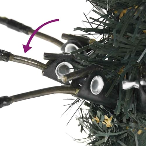 Árbol de Navidad decorado de 180 cm con soporte estable y luces LED 8