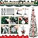 REZUCREY 6Ft Prelit Pop Up Christmas Tree with Lights, Collapsible Artificial Christmas Tree Decorations, Foldable Pre Decorated with Ribbon, Bows, Balls, Indoor Outdoor Holiday Party Xmas Decorations