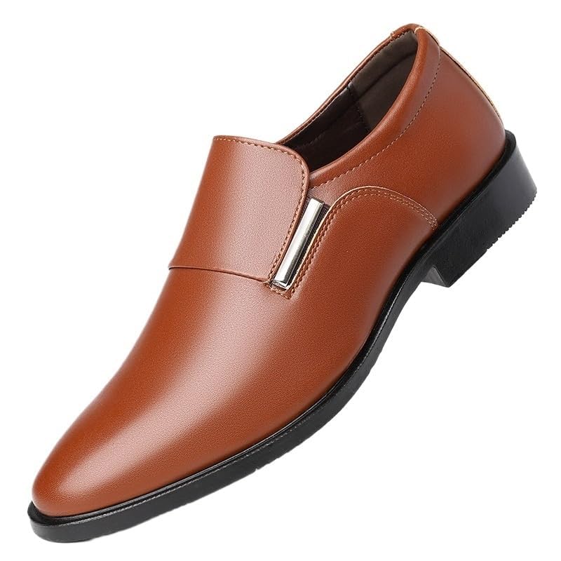 Formal Work Slip-On Business Shoes, Casual Leather Modern Fashion Pointed Toe Lace Up Wedding Office Work Tuxedo Shoes