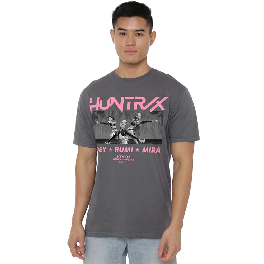Netflix - Licensed T-Shirt - Huntrix Singing Zoey Rumi Mira - Charcoal - L
