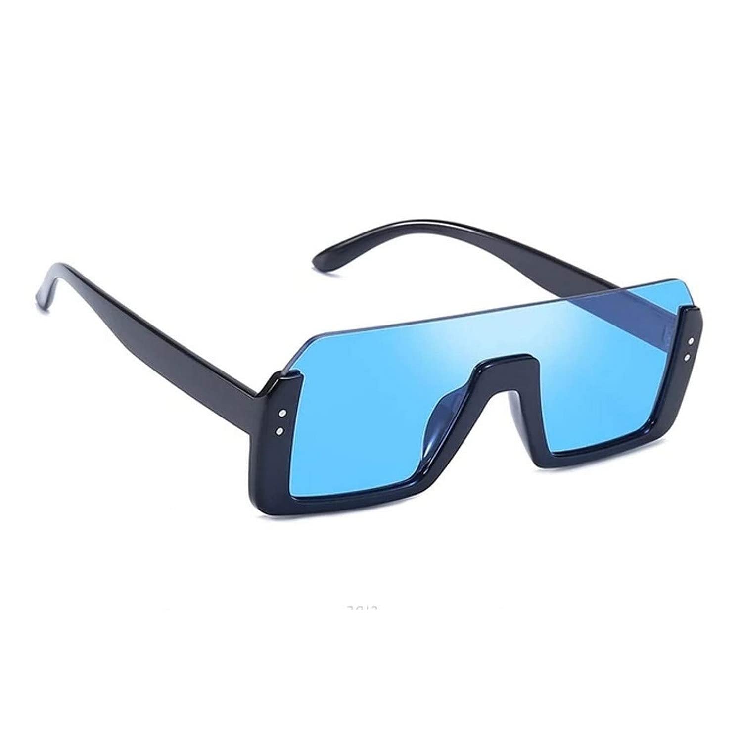 Dervin Square Unisex Half Rim Sunglass inspired by Shahid Kapoor and Sahil Khan Sunglasses (Mirror Blue)