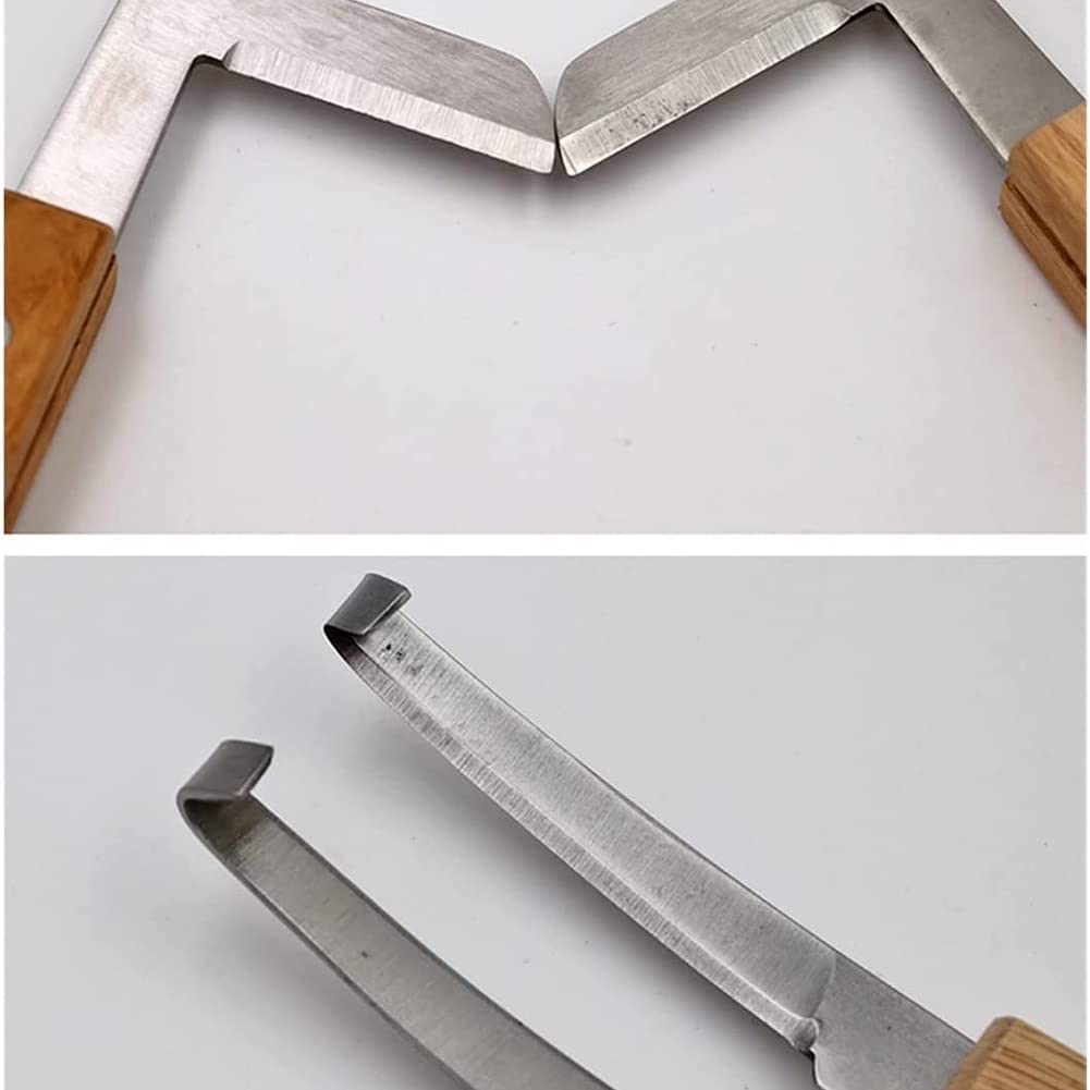Hufmesser für Ziegen, Hufmesser-Set, Hufschneider-Crimp-Hufschmied-Werkzeug mit ergonomischem Holzgriff, gerade Klingenform aus Kohlenstoffstahl, Hufschneide-Werkzeug für den Einsatz bei Rindern und