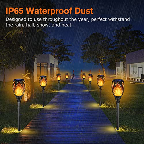 Arrinew Upgraded Outdoor Solar Torch Lights, 33 LED Solar Light Torches with Dancing Flickering Flame, Waterproof Landscape Decoration Lights for Garden Pathway Yard Patio Driveway (4 Pack) by Arrinew - Used condition - Image 2
