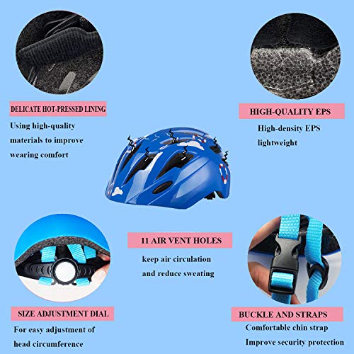 Lamsion Kids Bike Helmet, Toddler Helmet Adjustable for Kids Ages 4-10 Boys Girls, Kids Protective Gear Set Knee Pads Elbow Pads Wrist Guards for Bike, Scooter, Skateboard, Roller Skating, Cycling