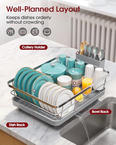 image for Sakugi Stainless Steel Dish Drying Rack for Kitchen Counter, Sink Orga
