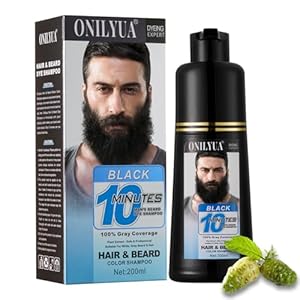 Men’s Black Beard Dye, Mustache & Beard Dye For Men, Black Hair Dye for Gray Hair Coverage, 3 in 1 Hair Dye Shampoo, Quick & Easy to Use at Home, Long Lasting Beard Color for Men 200ML (Black)