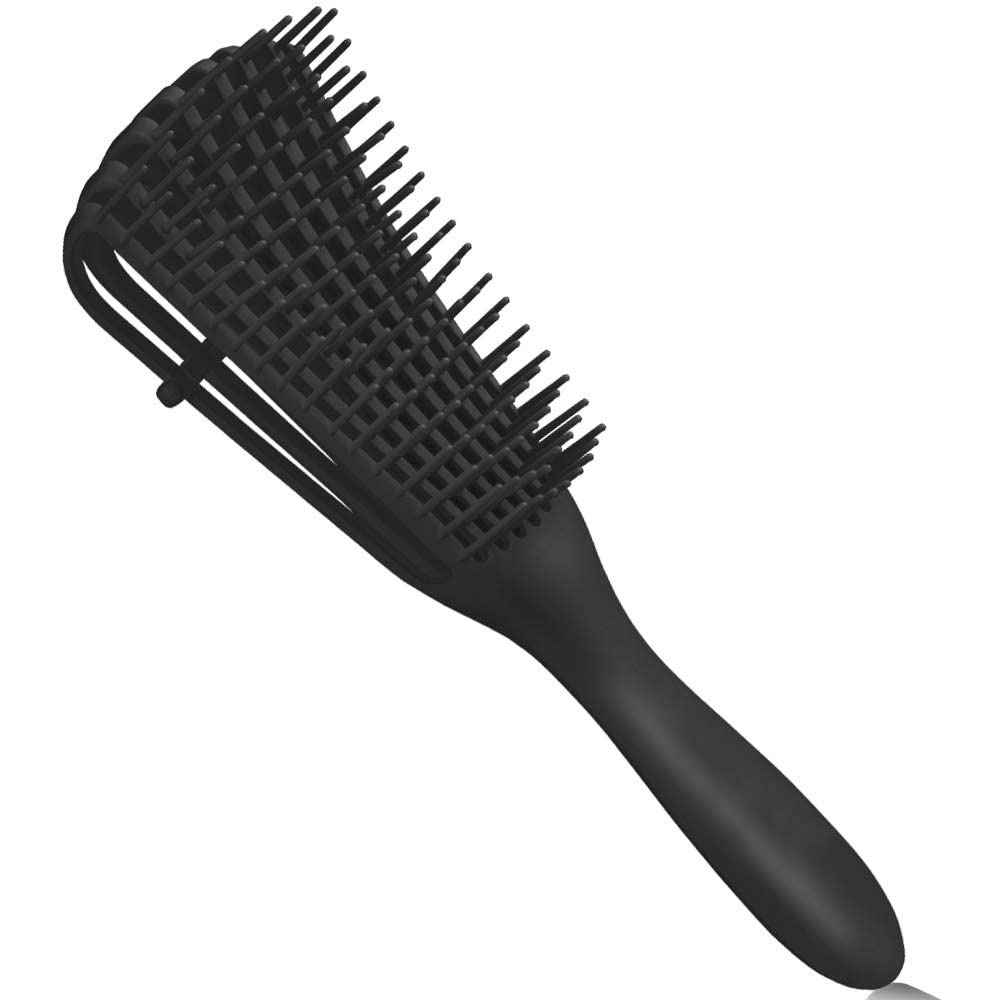 Jibaro Detangler Hair Detangler Brush – Wet or Dry Hair Detangling Brush and Comb For Curly, Wavy or Straight Hair – Pain Free, Ergonomic Handle - For Kids and Adults (Black)