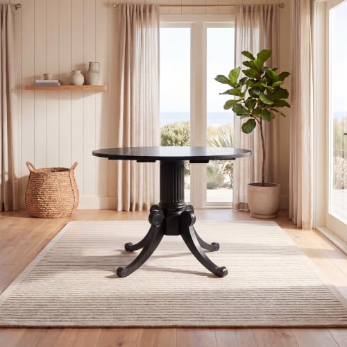 Image of SAFAVIEH Furniture - Forest Drop Leaf Dining Table - Black - Solid Wood - Farmhouse Drop Leaf Design - Seats 4 - Ideal for Dining Room, Kitchen, 43.3 inchW x 43.3 inchD Open (DTB1000D)
