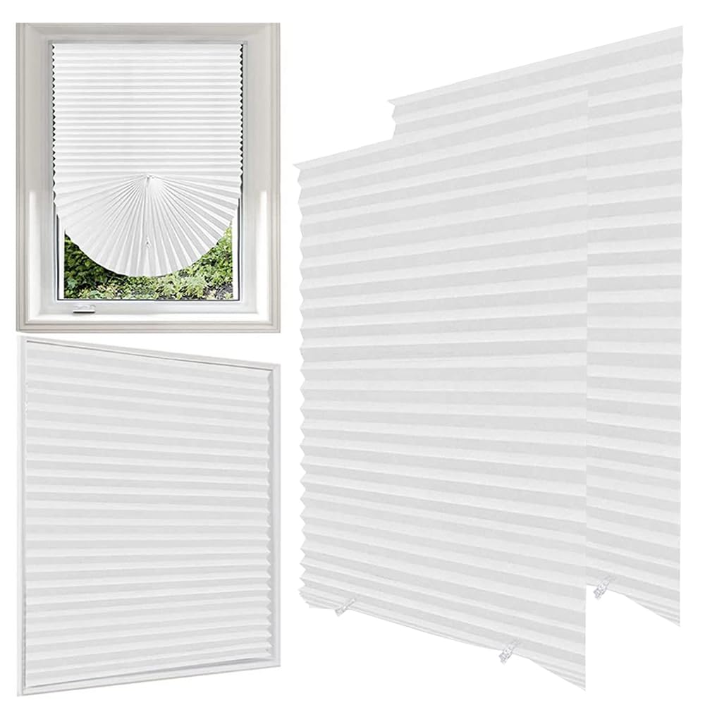 Jonuin 2 Pack Temporary Blinds, 60x150CM No Drill Stick on Blinds, Easy to Cut and Fit Self Adhesive Blind for Windows, Doors, Kitchen, Bathroom, Bedroom Blackout Thermal Privacy Protection (White)