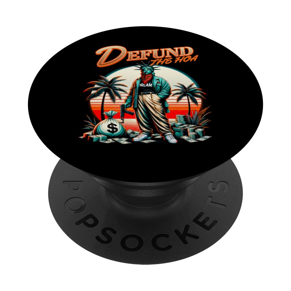 Funny Defund The HOA Ironic Sigma Meme Viral Quote PopSockets Swappable PopGrip, Black