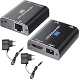 HDMI Extender, 196ft HDMI Extension Adapter 1080P@60Hz HDMI over Ethernet Transmitter and Receiver, HDMI Balun Sender with EDID Copy