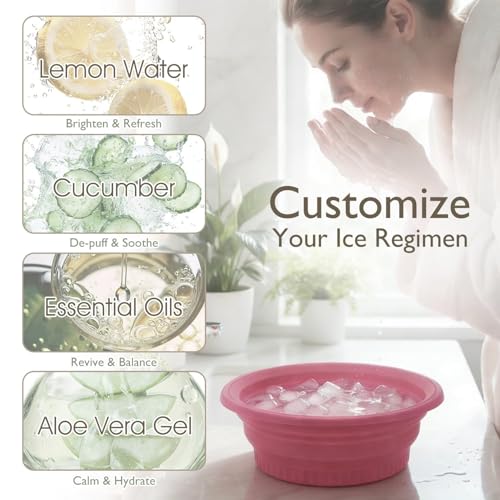 Image of Ice Facial Bowl | Facial Cold Plunge | Collapsible Bowl For Face Ice Bath with Built-In Icetray | Facial Ice Therapy for Acne Relief and Pore Shrinking, Cold Therapy for Home, Travel & Parties (LIGHT PINK)