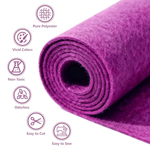 Image of Felt Fabric 36'' X 36'' Large Felt Sheets Stiff Craft Felt by The Yard for DIY Crafts Letter Coaster Flower Ornament Sewing Party Decoration Christmas Supplies Nonwoven (Purple)