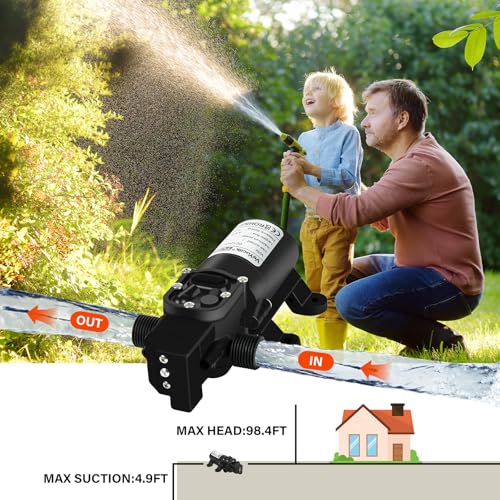 Image of DC 12V Water Pump,1GPM 4L /Min G1 /2 inch 20mm Diaphragm Pump with Pressure Switch for Pumping Water