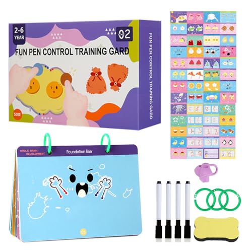 Cartella di lavoro per il controllo della penna, libri di ricalco per bambini - Libro di esercizi educativi per la scrittura a mano Libro di controllo della penna,Robusti libri di tracciamento per l'