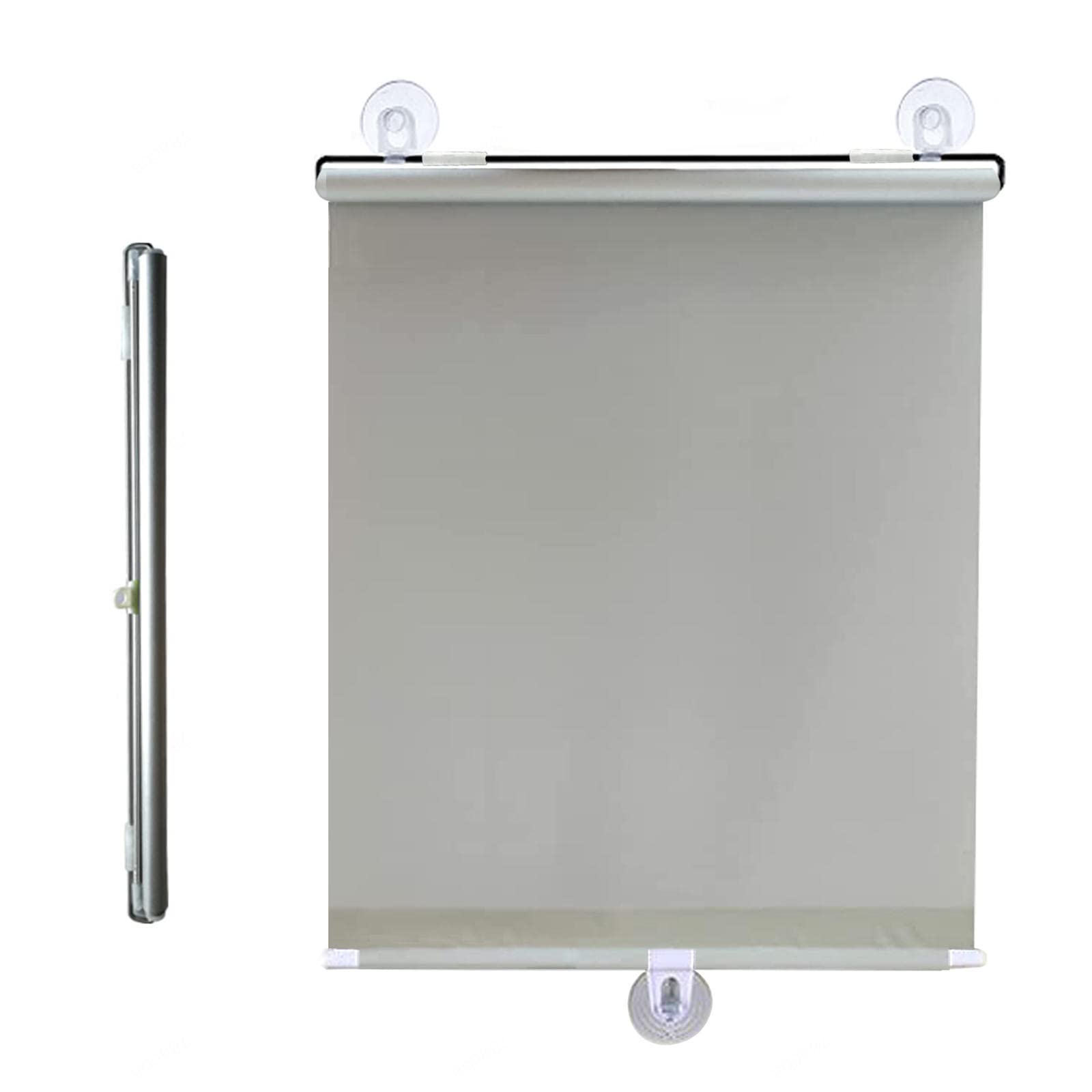 Kgudys Grey Suction Cup Roller Blinds No Drilling,Blackout Curtains,Automatic Retractable Roller Shades,Temporary Privacy Blinds For Doors And Windows,Bedrooms And Balconies,Uv Protection,-60X125cm/24X49in