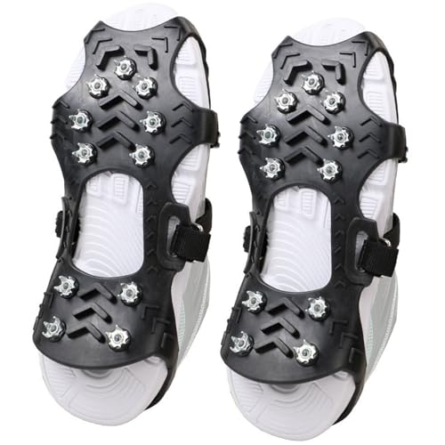 Oiieco Crampones, tacos de hielo para zapatos y botas, tacos de agarre de nieve de hielo ligero, pinzas de silicona de acero inoxidable para zapatos, agarre de tracción para hielo, nieve, para