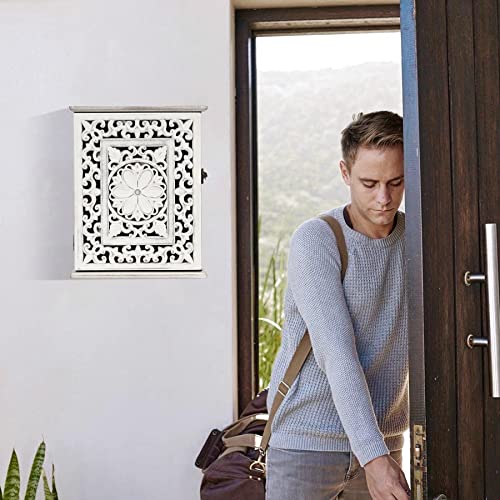 Ahuonel Wooden Key Holder For Wall Key Box Key Cabinet, Key Hooks Wall Mounted Key Hangers Rustic Decorative Wood Key Rack With 6 Key Hooks For Home Office Entryway Mudroom Hallway Bedroom Living Room #TOP4