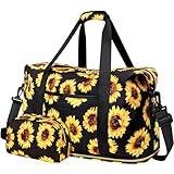 Expandable Travel Duffle Bag, Waterproof Weekender Overnight Bags for Women Men Hospital Bag for Women Labor Delivery Carry on Bag with Toiletry Bag for Travel Gym Airplanes(Sunflower, X-Large)
