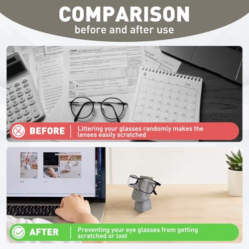 VIPbuy Handmade Holz geschnitzt Brillenhalter Stand, Osterinsel Moai Kopf Brillenhalter Rack für Nachttisch, Moai Head Sculpture Statue Home Office Desk Decor Geschenk