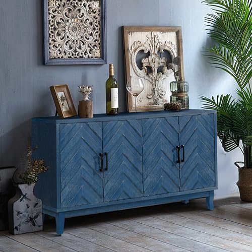 Smuxee-4-Door-Vintage-Buffet-Cabinet-Storage-598-Large-Lacquered-Accent-Storage-Cabinet-Thickened-Deep-Blue-Sideboard-for-Dining-Living-Room-Kitchen Smuxee 4 Door Vintage Buffet Cabinet Storage 598 Large Lacquered Accent Storage Cabinet Thickened Deep Blue Sideboard for Dining Living Room Kitchen