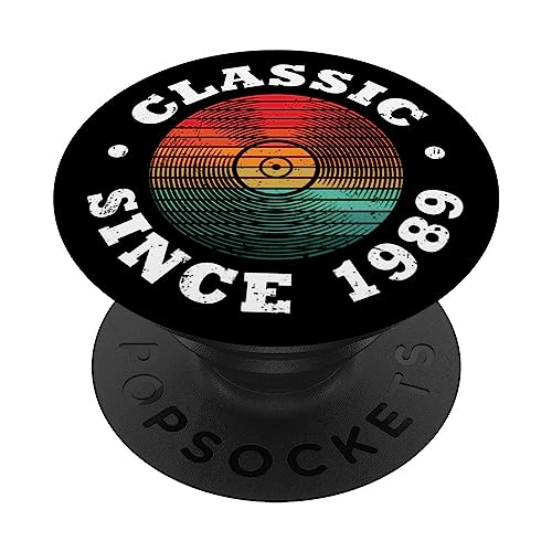 Clásico desde 1989 Disco de vinilo retro Cumpleaños de 34 PopSockets PopGrip Intercambiable