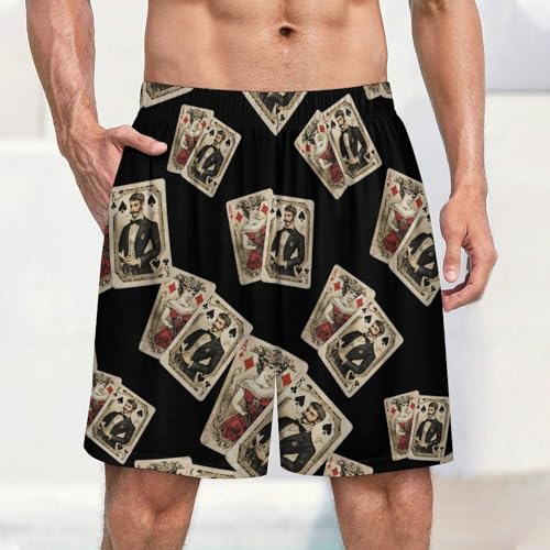 Vintage Playing Cards Men's Pajama Bottoms Lounge Pj Shorts Stretch Sleep Shorts for Home Vacation Beach2