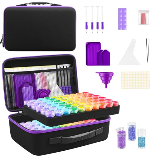 Image of ZORETCO Diamond Art Storage - 120 Containers Diamond Art Kits for Adults | Diamond Painting Storage Case with Tools, Diamond Art Supplies Storage for Diamond Painting Accessories, Bead, Gem, Crafts