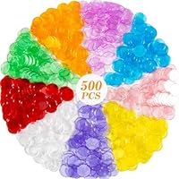 Sukh 500stüCk Transparente Bingo Chips - Spielchips for Hipster Bingo Spiel Pokerchips Wertmarken Chips Spielsteine Einkaufswagenchip Plastik ZäHlchips Mathe-ZäHler-Token FüR Den Unterricht ZäHlchips