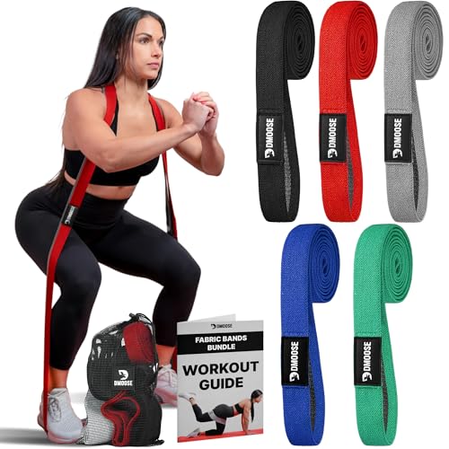 Image of DMoose Fitness Fabric Resistance Bands for Full Body Exercises - Non-Slip Thick Cloth Stretch Band for Squats, Lunges & Bicep Curls - Long Resistance Bands for Working Out - Booty Band for Men & Women