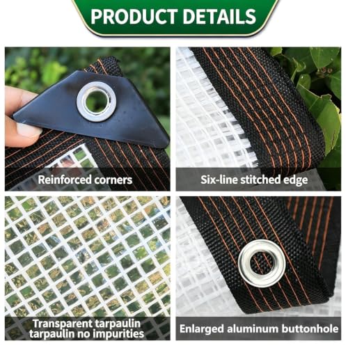 Lona Impermeable de PVC 2X5m Transparente con Ojales y Protección 3
