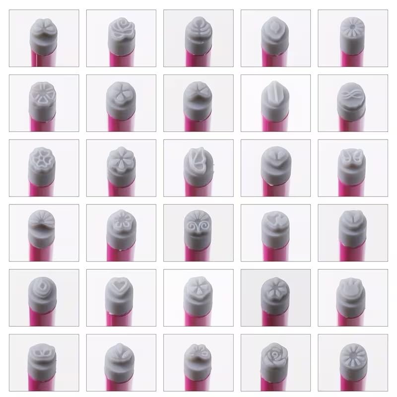 30Pcs Nail Art Stamp Pen Set: Flower, Butterfly & Rose Pattern Nail Stamping Pens with Clean-Up Brush, DIY Manicure Design Tools for Home & Salon Use