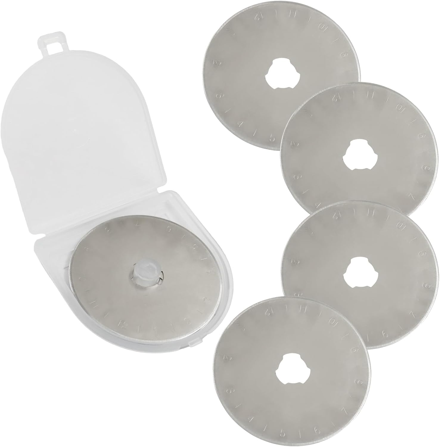 MangoOrder 5 Pack Rotary Cutter Blades, 45mm Stainless Steel Replacement Blades for Quilting, Sewing, Fabric Cutting, Compatible with Most Rotary Cutters