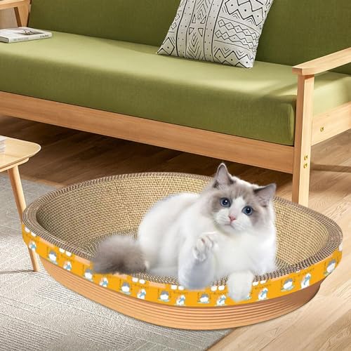 Meuble à griffer pour chat, tapis grattoir ondulé et lit de repos - 7