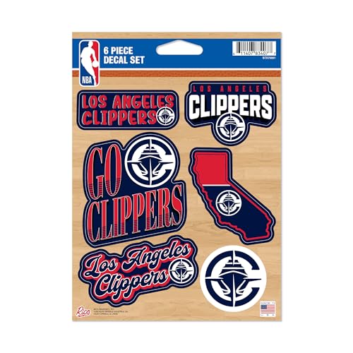 Rico Industries NBA Basketball Los Angeles Clippers 6-Piece Decal Set