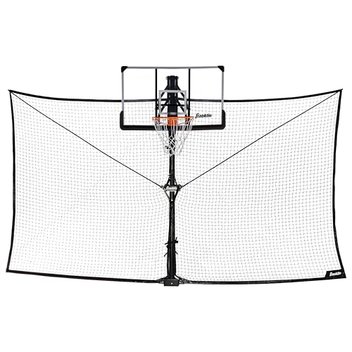 Franklin Sports XL Defender Pro Basketball Rebounder Net 14 ft. x 8 ft. Rebounding Net for Outdoor + Driveway Basketball Hoops Shooting Practice + Training Equipment - Easily Fold + Set Up