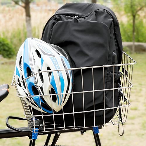 Fahrradkörbe Hinten Rostfreier Stahl mit Regenabdeckung Gepäcknetz für Fahrradgepäckträger Hinten Ebike, Universelle Größen Abnehmbare Einfach