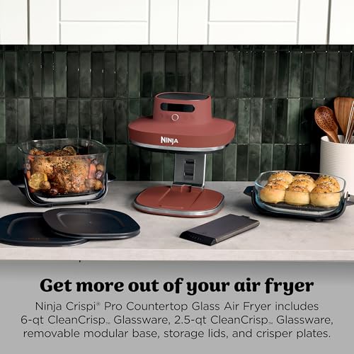 Image of Ninja Crispi Pro 6-in-1 Glass Air Fryer | 450F, Nontoxic, 6qt & 2.5qt Containers & Lids | Microwave, Freezer, Dishwasher Safe | Max Crisp, Air Fry, Bake, Roast, Recrisp, Dehydrate | Amber, AS101OR